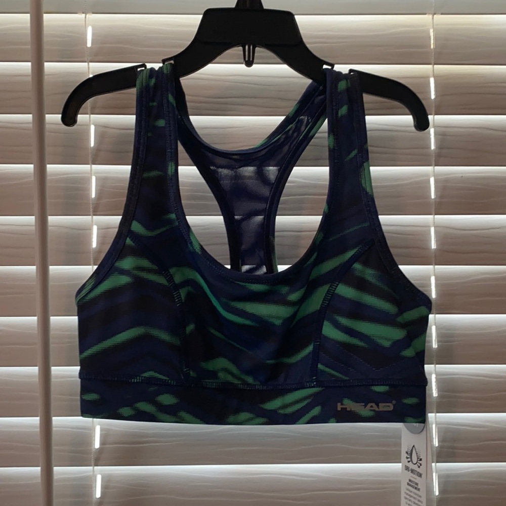 HEAD Women's Navy & Green Printed Racerback Sports Bra